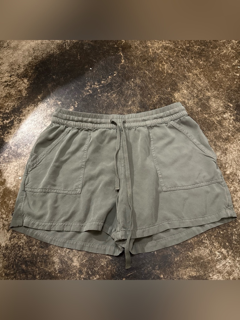 Chelsea & Theodore Olive Green Drawstring Pocket Shorts